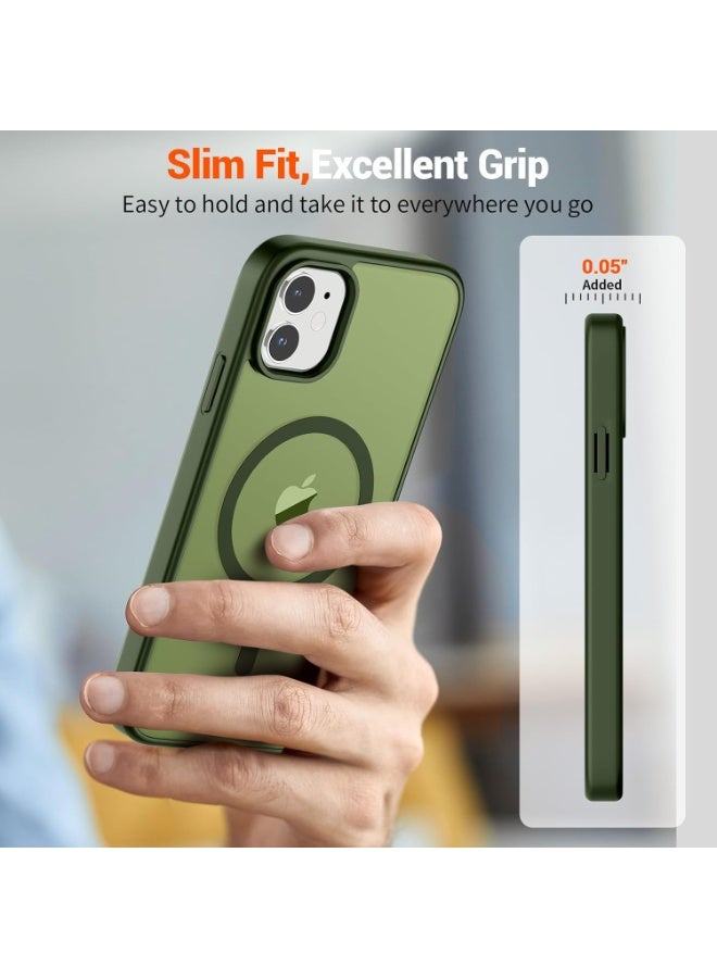 أكاليكس جراب مغناطيسي لهاتف آيفون 11 [مقاوم للصدمات ونحيف] غطاء خلفي صلب شفاف غير لامع مع حماية عالية الجودة | أخضر داكن - Image 5